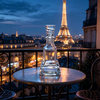 Bouteille en verre transparent en forme de pyramide, avec bouchon spécial, parfum, cosmétiques, produits chimiques, verrerie